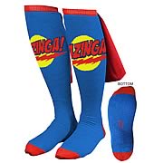 Big Bang Theory Blue Bazinga Caped Socks
